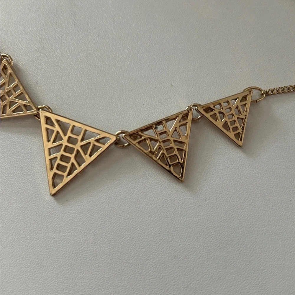 Charming Charlie Gold Triangle Pendant Necklace